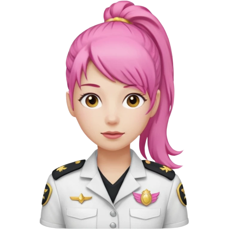 Commander Bloom – pink ponytail pilot in white uniform emoji