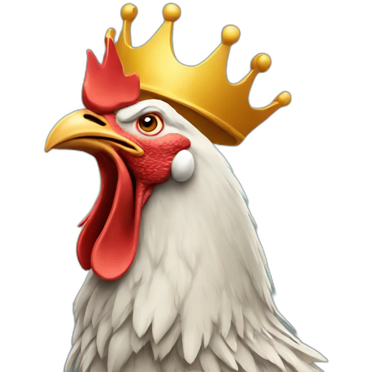howling rooster with a crown on its head emoji