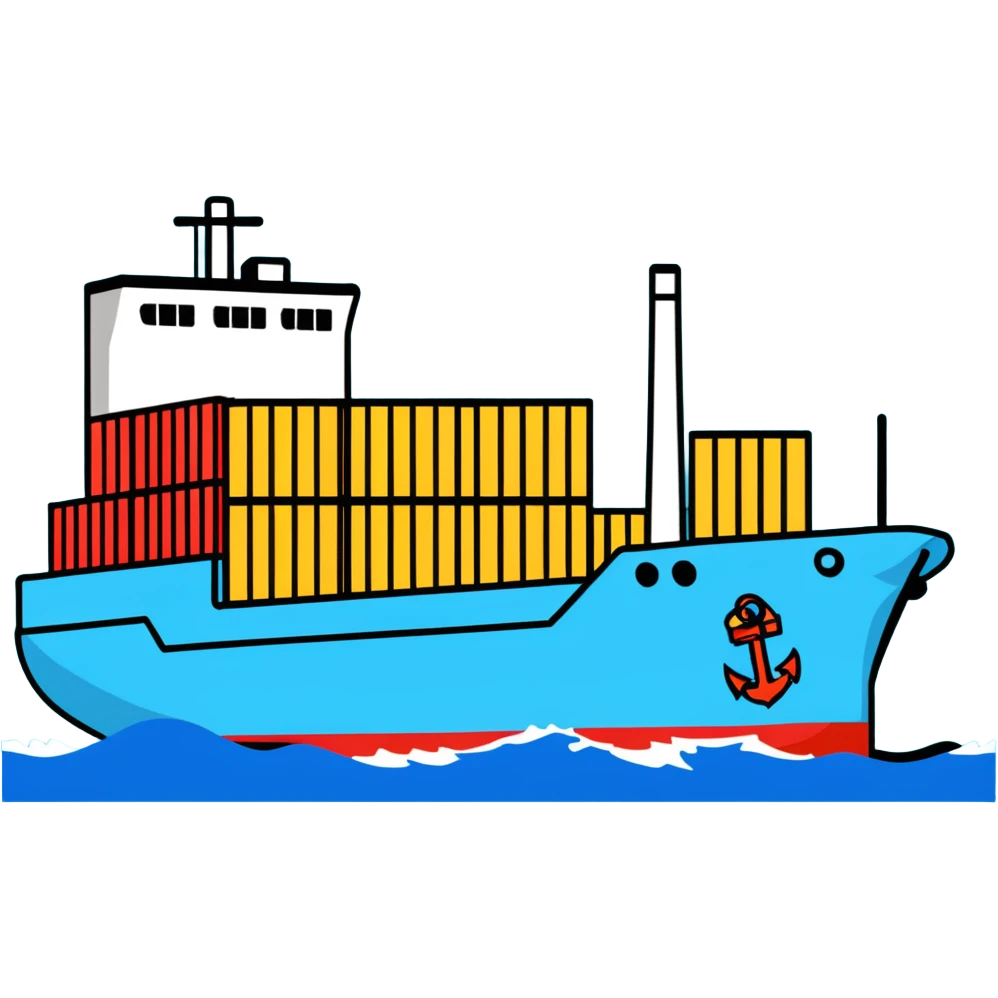 Cargo container ship in ocean emoji