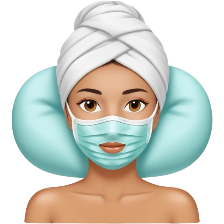 Lady with face mask spa beauty full face relaxing emoji