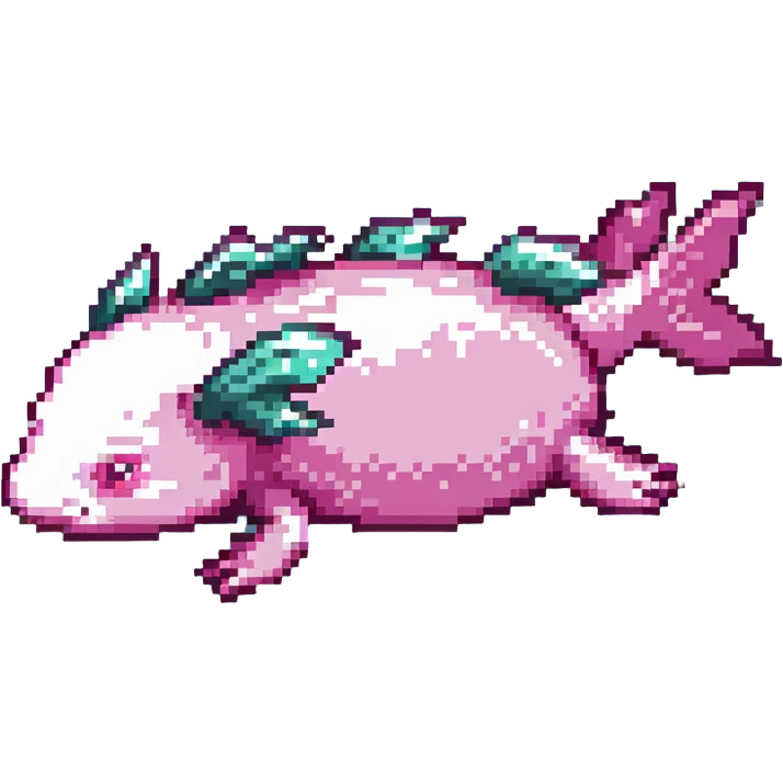 pink Minecraft axolotl, authentic blocky style and proportions, pixel art emoji