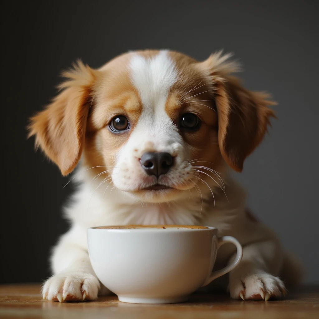 dog latte, realistic texture, gentle lighting emoji