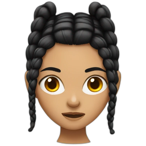 Girl with two black braids and angry face emoji