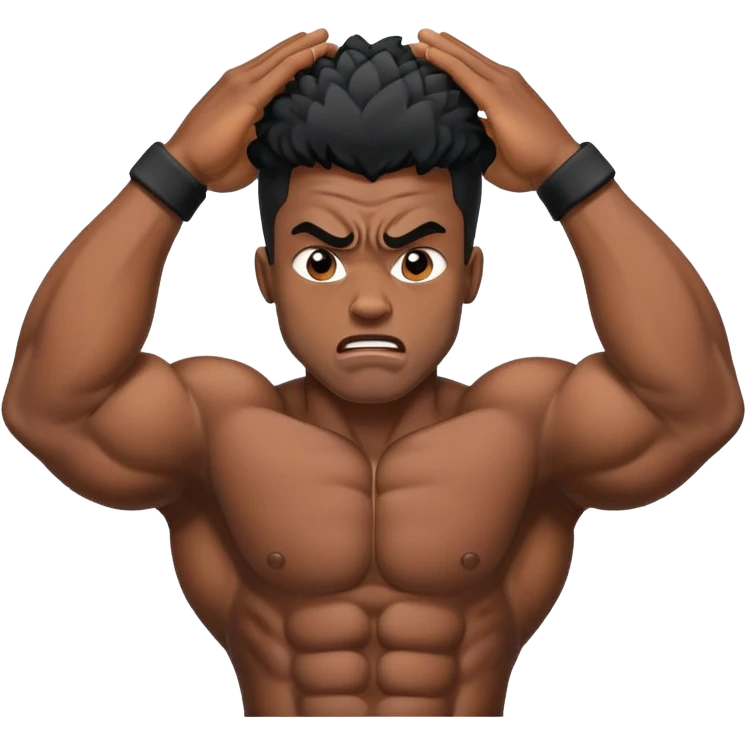 black bodybuilder frustrated pulling hair emoji