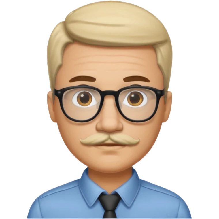 homme avec une coupe de cheveux raie au milieux lunette moustache emoji
