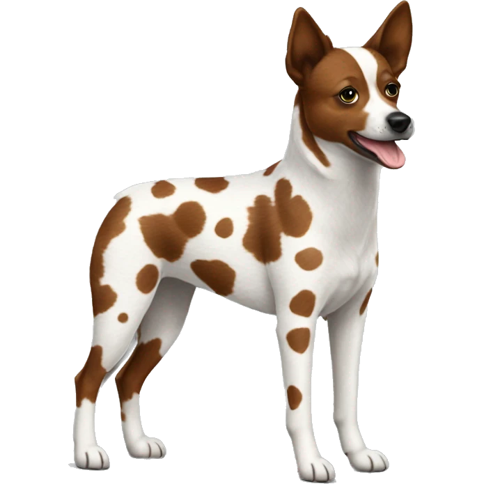 Red and white spotted heeler full body emoji