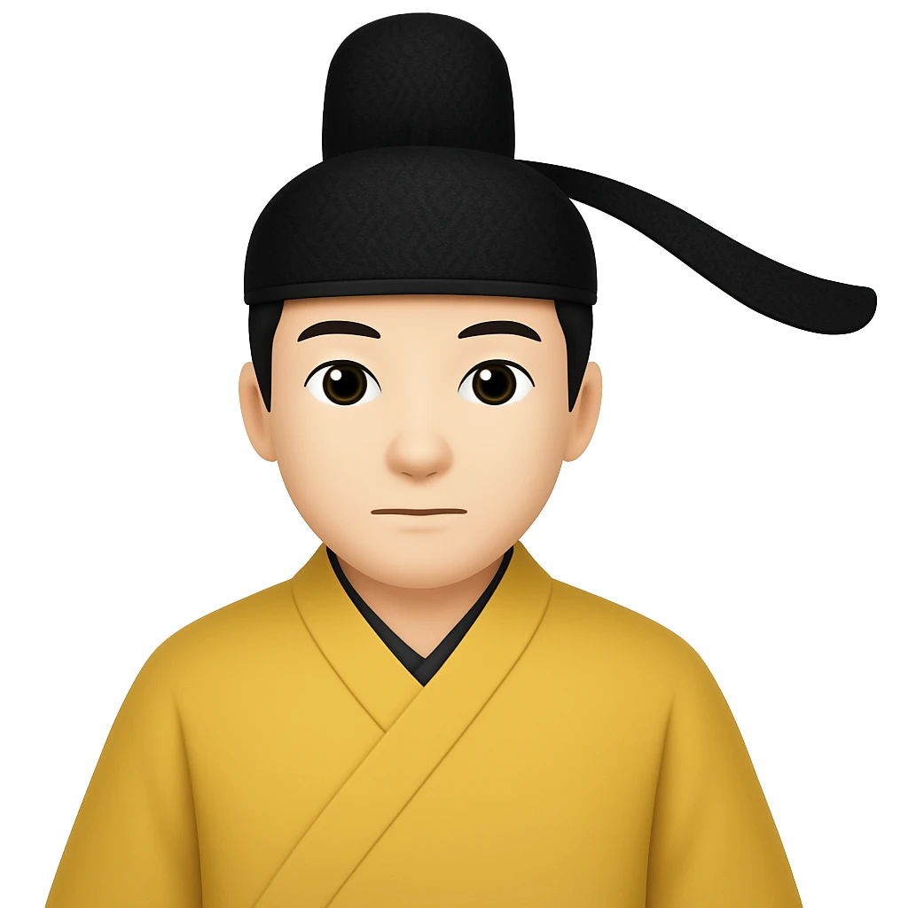 Make the emperor's robe one solid color and ensure he is wearing a kanmuri hat in emoji style emoji