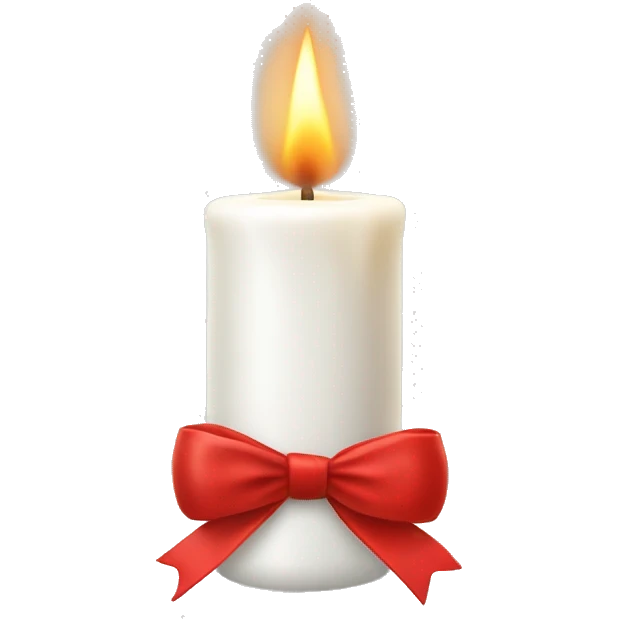 white candle with a red bow emoji