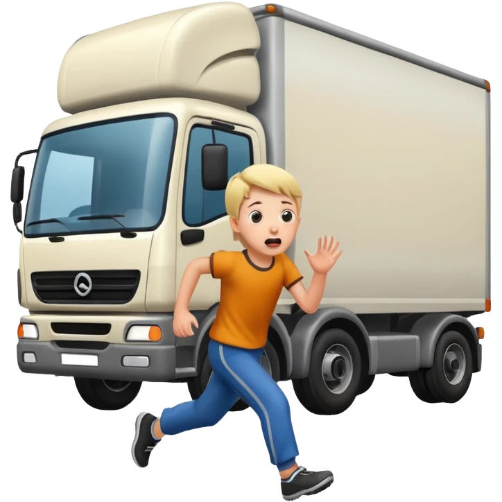children running away from lorry emoji