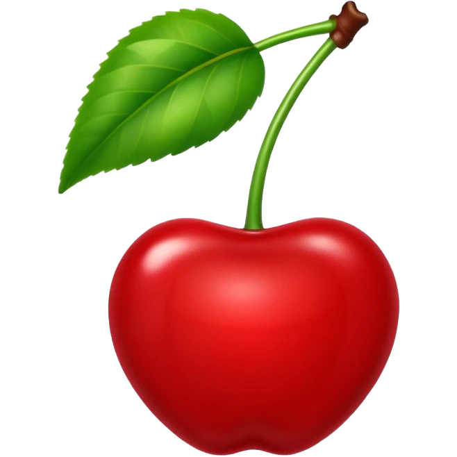 Red cherry with green leaves🍒 emoji