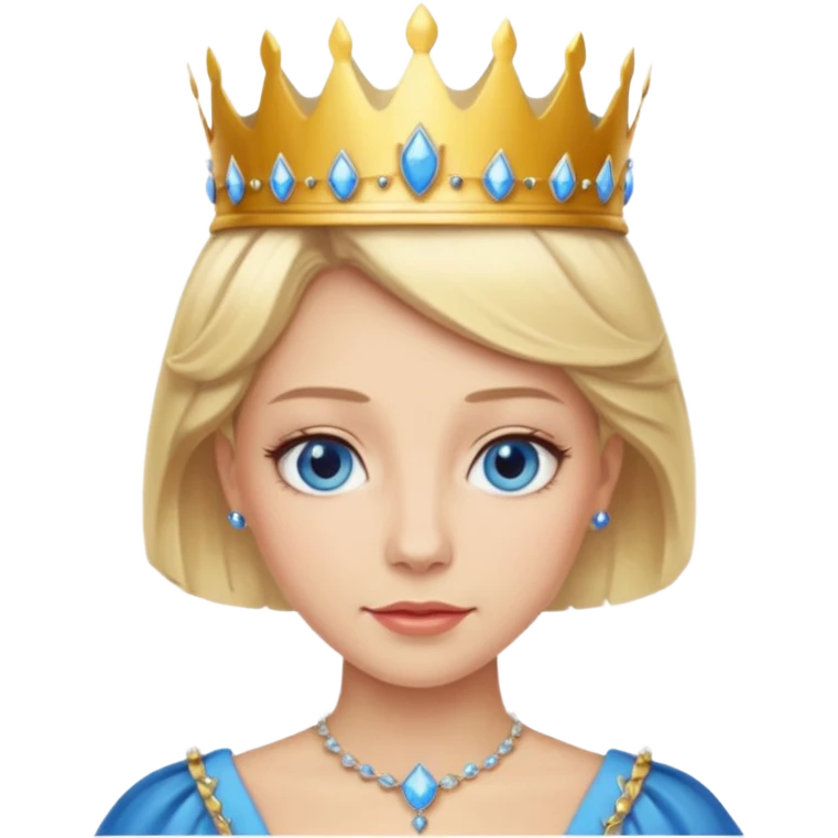 Queen with blonde shorter hair and blue eyes emoji