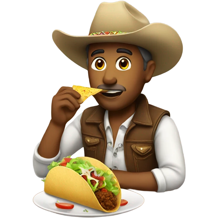 White Cowboy eating taco emoji