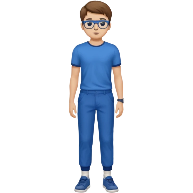 jeune homme garçon taille moyenne corpulence maigre cheveux chatain court yeux bleus lunettes photo de pieds en pantalon  emoji