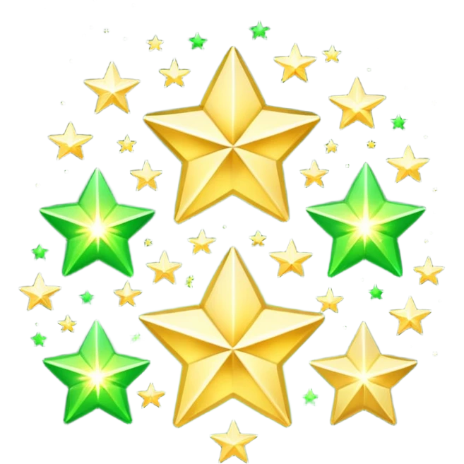 stars with golden and green colours emoji