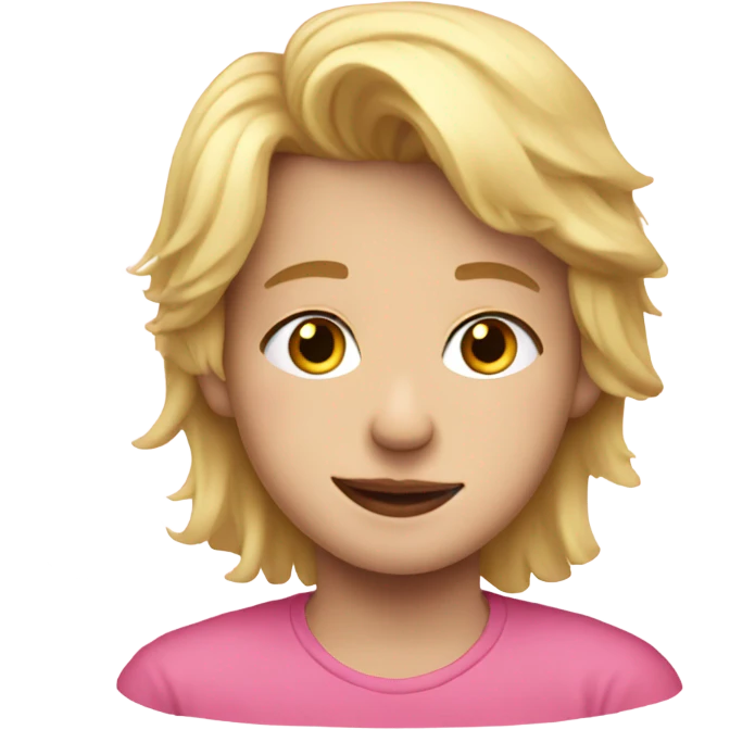 blonde boy portrait with pink hearts emoji