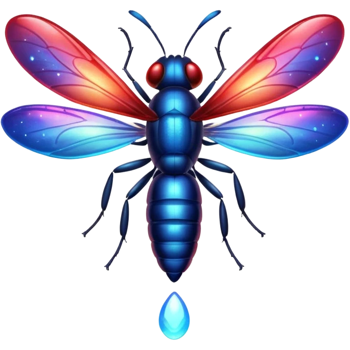 glitter red and blue firefly emoji