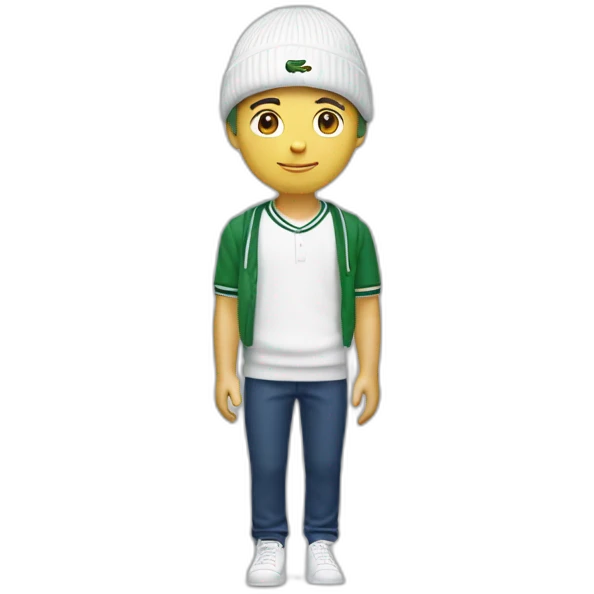 white boy using lacoste beanie with lacoste emoji