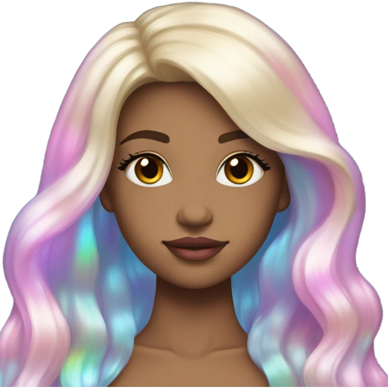 mermaid, magical, blonde hair, pink lips, iridescent, mystical, shiny, holographic, straight hair with highlights emoji