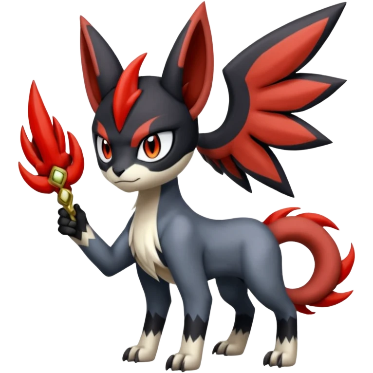 Handsome cool badass edgy Meloetta-Absol-Houndour-Litten-Guilmon-Giratina-Pokémon-Fakémon-fusion-hybrid-creature emoji