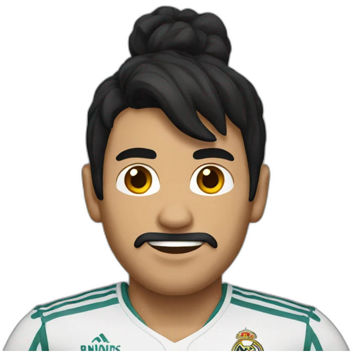 A man with black hair and wearing a Real Madrid shirt emoji