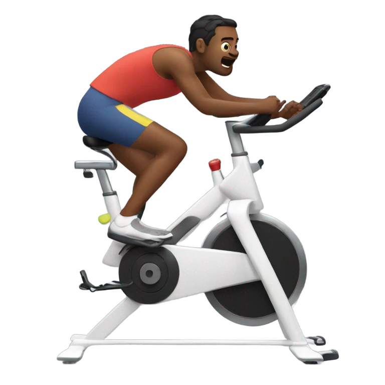 Someone being very awkward on a spin bike emoji
