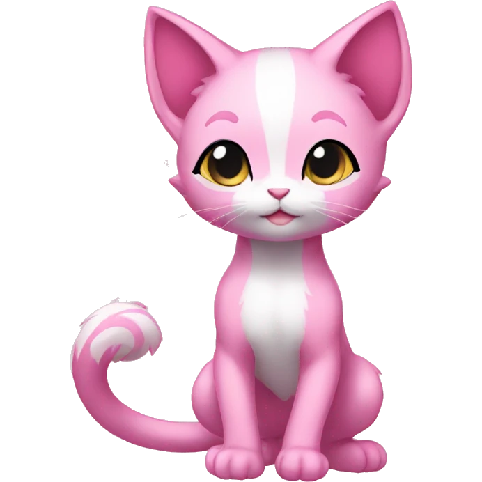 Pink Chibi Anthro Mew-Pokémon full body emoji