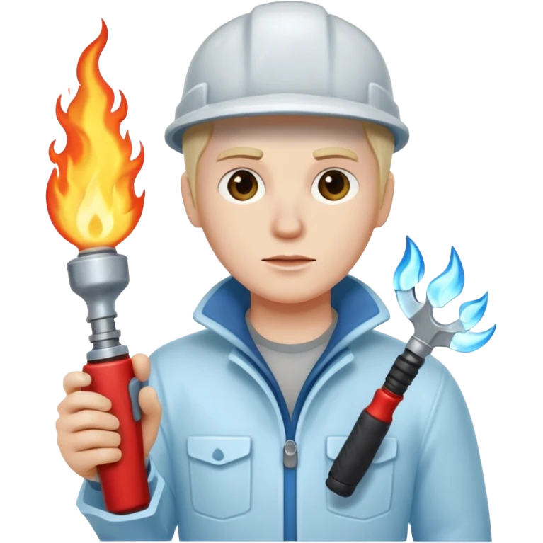 with blowtorch,Ice Sculptors. emoji