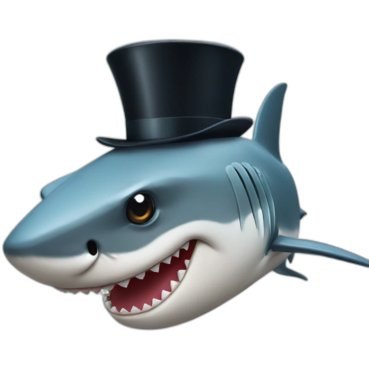 Shark with a top hat emoji
