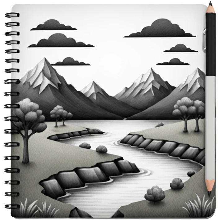 a pencil drawing in a notebook  emoji
