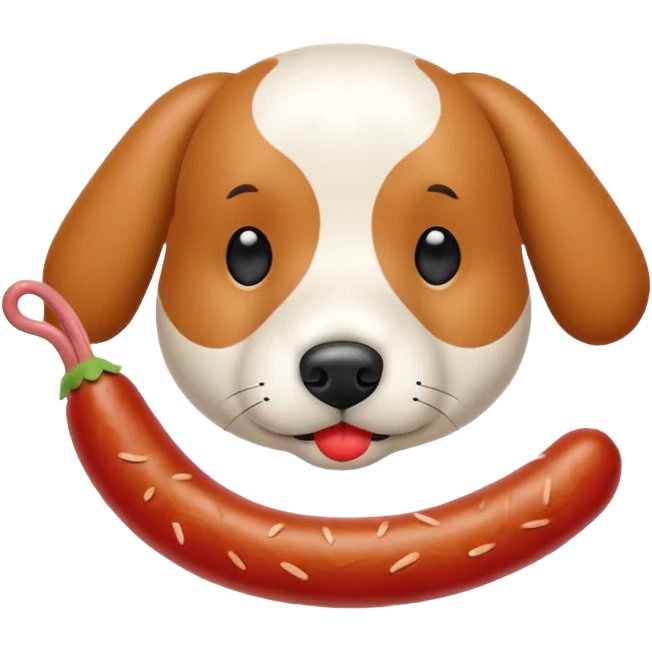 Un perro con una salchicha en forma de corazón  emoji