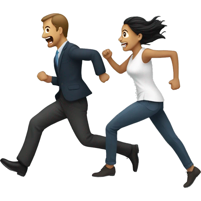 women chasing man emoji