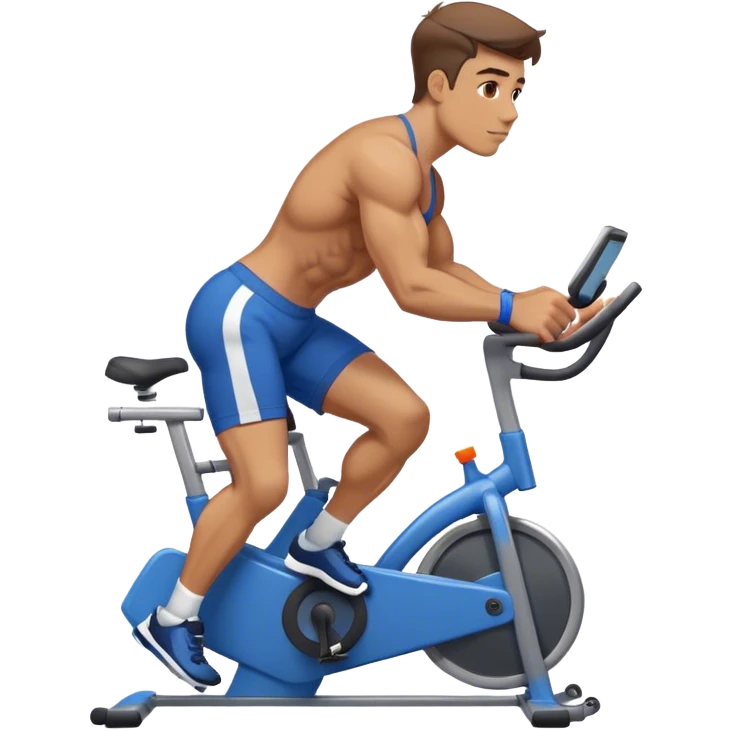 buff guy blue shorts stationary bike emoji