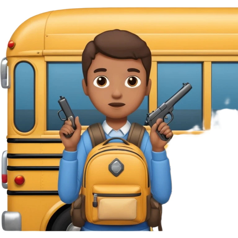 Person with gun on school bus emoji