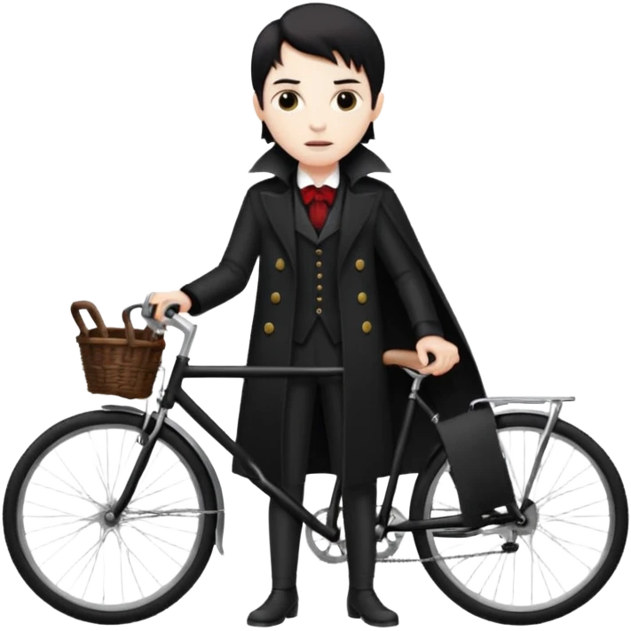 vampire stand with bicycle. emoji