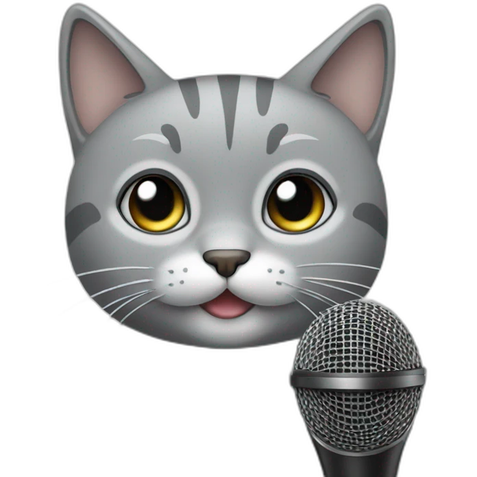 grey kitty face with mic emoji