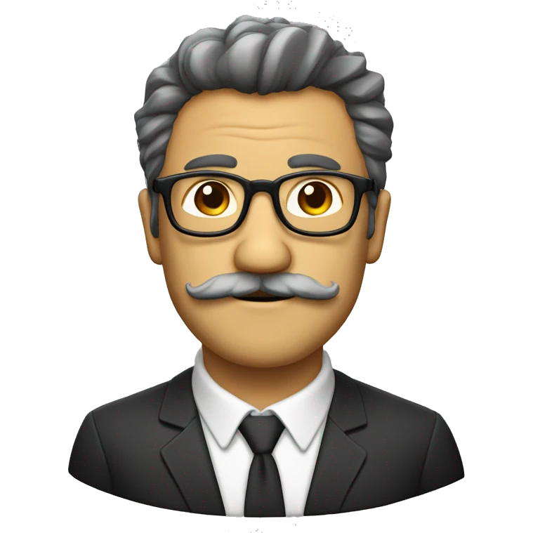 professor con barba canosa y gafas pasta grandes i negras emoji