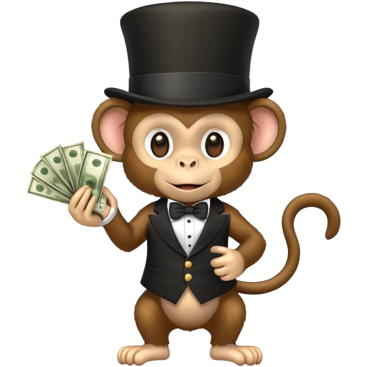 Monkey holding money with a top hat emoji