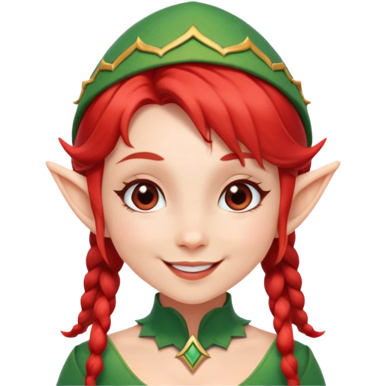elf girl with red square hairstyle smiling emoji