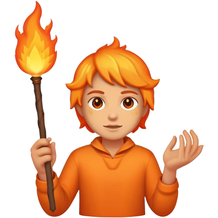 🧌 with stick and hands on fire emoji