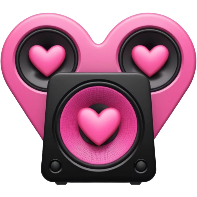 a studio speaker blaring pink electric and tiny tiny pink and black veiny hearts emoji