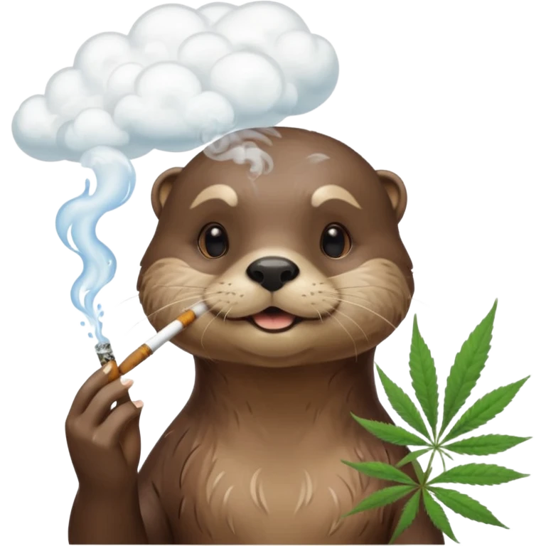 a female otter smoking a joint surrounded by marijuana fumes. a bit california hippy vibe emoji
