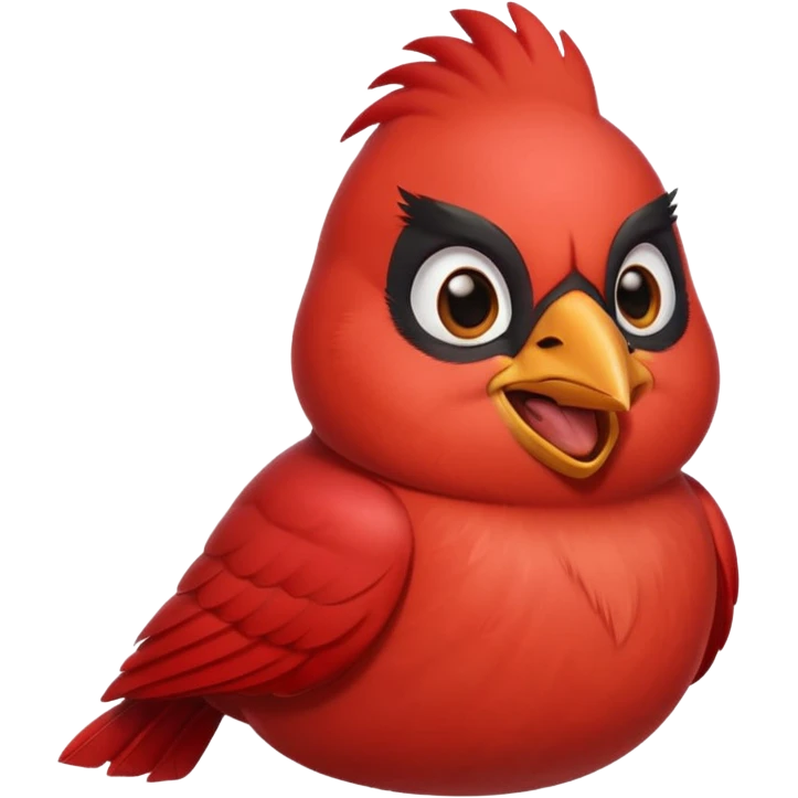 Male Cardinal (bright red)

"Laughing male cardinal bird, eyes closed, beak open wide, joyful expression, feathers slightly puffed, cartoon emoji style. emoji