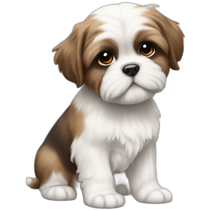 white and brown shi tzu puppy emoji