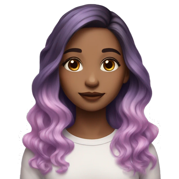 Girl w medium to fair skin with mid length lavender to pink ombre hair with brown eyes emoji