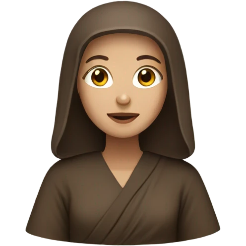 female monk with long brown straight hair emoji