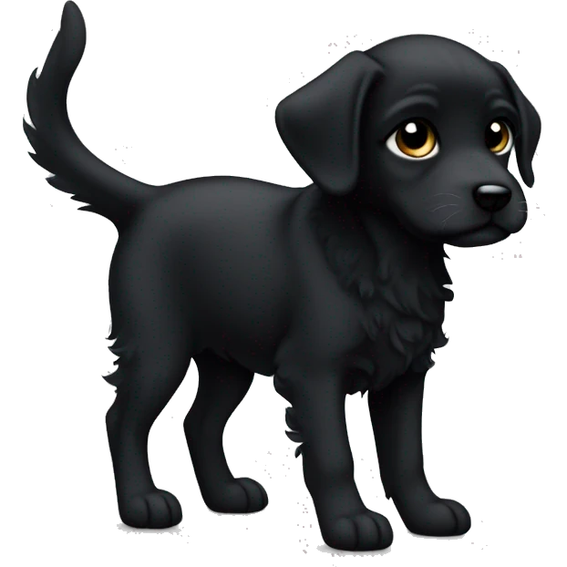All black puppy pointy ears curly tail  emoji