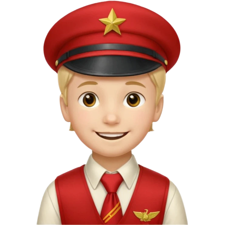 Мальчик в красном пионерском галстуке и пионерской пилотке СССР emoji