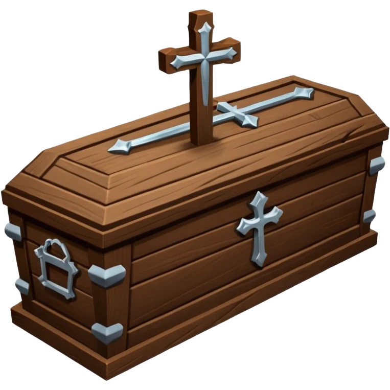 coffin with large nails and carved cross emoji
