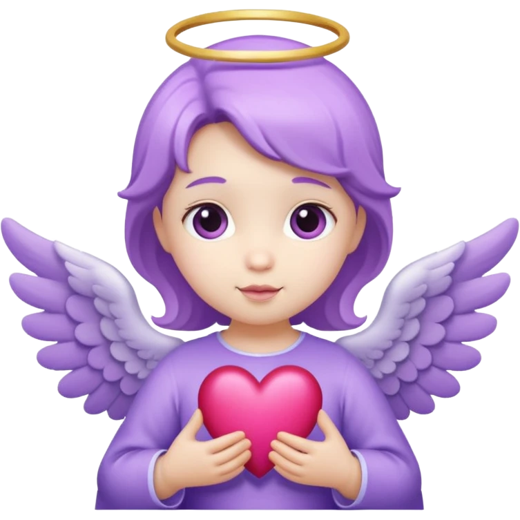 love cupid purple cute no human, an angel with heart, a withe angel like a baby emoji