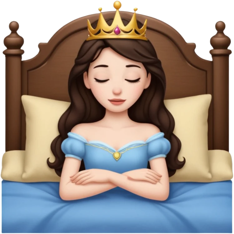 Sleeping brunette beauty princess Disney, bed emoji
